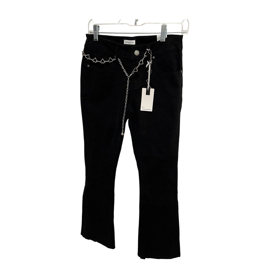 NWT‎ Fire & Rain  Mid Rise Comfort Denim Bootcut Jeans Black Heart Chain Size 9